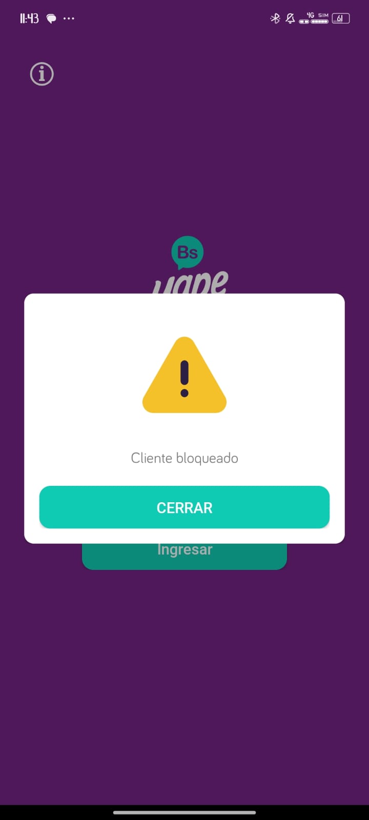 cliente bloqueado en Yape