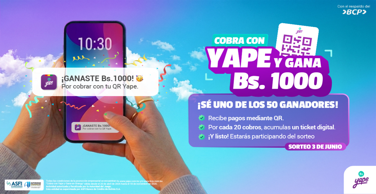 Cobra con Yape y Gana en Grande