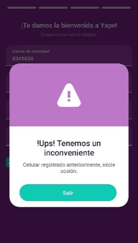 cliente bloqueado en Yape